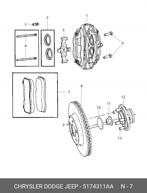 Комплект тормозных колодок, диско 5174311AA CHRYSLER