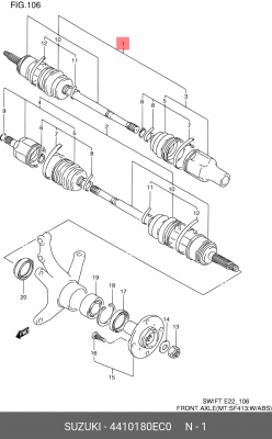 Шарнирный комплект, приводной вал 44101-80EC0 SUZUKI