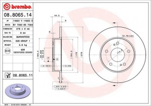 Тормозной диск 08.8065.14 BREMBO