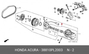 Компрессор, кондиционер 38810PL2003 HONDA