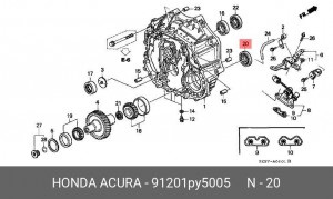 Уплотняющее кольцо, коленчатый вал 91201PY5005 HONDA