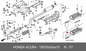 Глушитель выхлопных газов конечный 18030S5SE10 HONDA