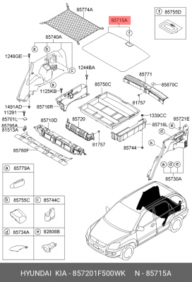 Накладка багажного отделения 857201F500WK HYUNDAI KIA
