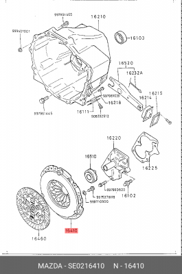 Нажимной диск сцепления SE0216410 MAZDA