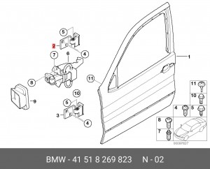 Петля - шарнир открывания двери 41 51 8 269 823 BMW