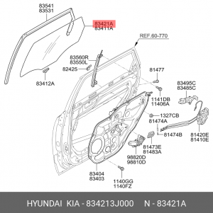 Стекло двери 834213J000 HYUNDAI KIA