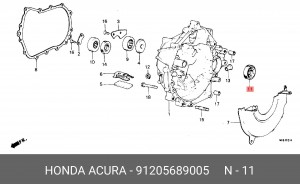 Уплотняющее кольцо, дифференциал 91205689005 HONDA