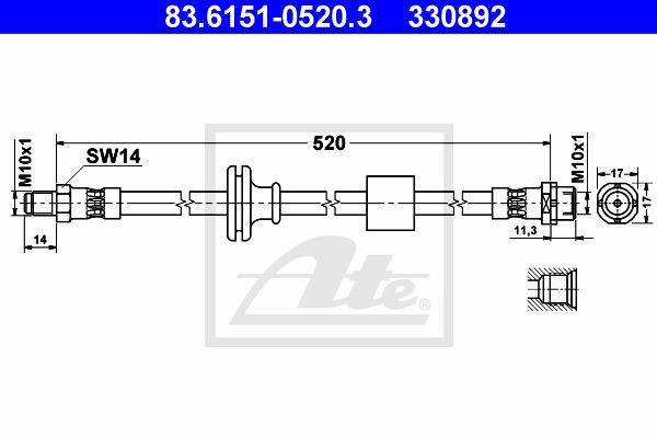 Тормозной шланг 83.6151-0520.3 ATE