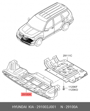 Защита картера двигателя 291002J001 HYUNDAI KIA