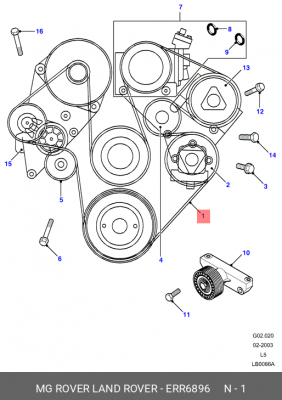 Поликлиновой ремень ERR6896 MG ROVER LAND ROVER