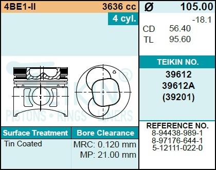 Поршень 39612ASTD TEIKIN