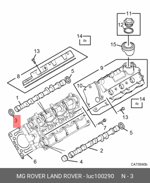 Уплотняющее кольцо, распределительный вал LUC100290 MG ROVER LAND ROVER
