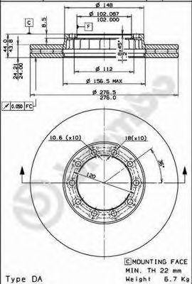 Тормозной диск 09.6734.20 BREMBO