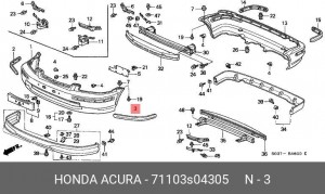 Облицовка / защитная накладка, буфер 71103S04305 HONDA