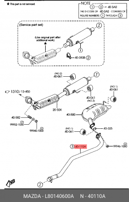 Выпускной трубопровод L80140600A MAZDA