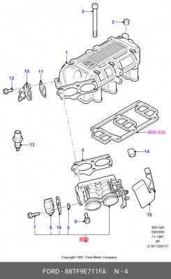 Патрубок дроссельной заслонки 88TF9E711FA FORD