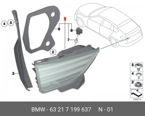 Фонарь задний 63 21 7 199 637 BMW