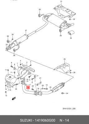 Выпускной трубопровод 14190-60G00 SUZUKI