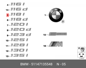 Эмблема 51 14 7 135 548 BMW