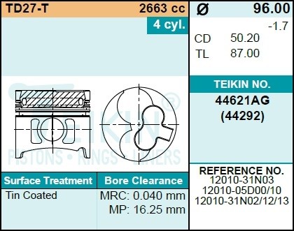 Поршень ДВС 44621AG050 TEIKIN