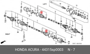 Комплект пылника, приводной вал 44315SP0003 HONDA