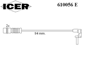 Сигнализатор, износ тормозных колодок 610056E ICER
