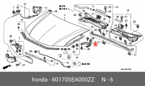 Петля - шарнир открывания капота 60170SEA000ZZ HONDA