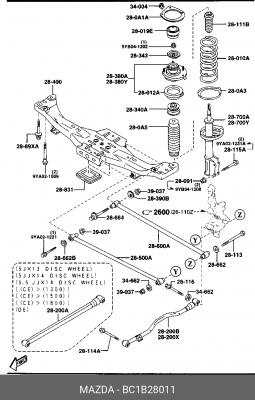 Пружина подвески BC1B28011 MAZDA