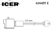 Сигнализатор, износ тормозных колодок 610455E ICER