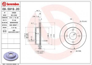 Тормозной диск 09.5919.20 BREMBO