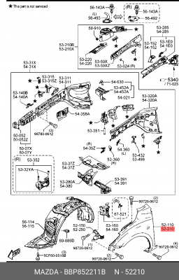 Крыло переднее BBP852211B MAZDA
