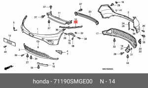 Кронштейн крепления бампера 71190SMGE00 HONDA
