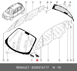 Стекло ветровое 8200316177 RENAULT