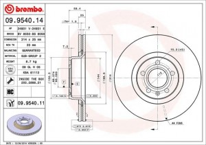 Тормозной диск 09.9540.14 BREMBO