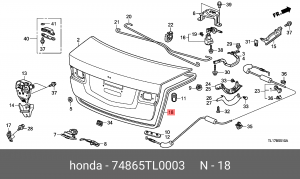 Уплотнитель крышки багажника 74865TL0003 HONDA