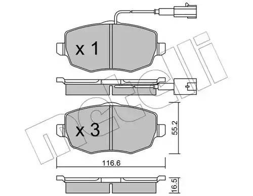 Комплект тормозных колодок, диско 2205281 METELLI