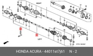 Шарнирный комплект, приводной вал 44011ST7J61 HONDA