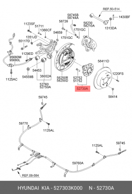 Комплект подшипника ступицы колеса 527303K000 HYUNDAI KIA
