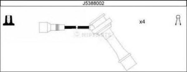Ккомплект проводов зажигания J5388002 H B JAKOPARTS NIPPARTS