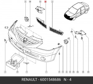 Решетка бампера 6001548686 RENAULT