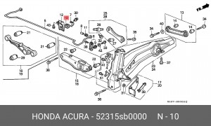 Втулка стабилизатора 52315SB0000 HONDA