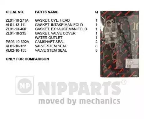 Комплект прокладок, головка цилиндра J1243100 H B JAKOPARTS NIPPARTS