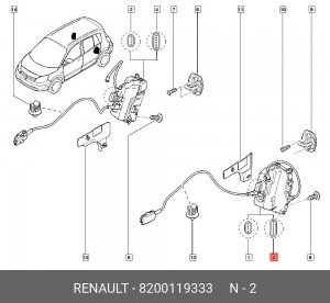 Замок двери 8200119333 RENAULT