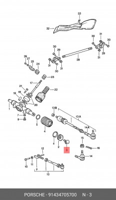 Подвеска, поперечная рулевая тяга 91434705700 PORSCHE