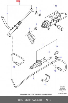 Главный цилиндр, система сцепления 3C11-7A543-BF FORD