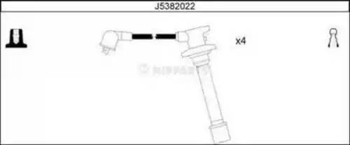 Ккомплект проводов зажигания J5382022 H B JAKOPARTS NIPPARTS