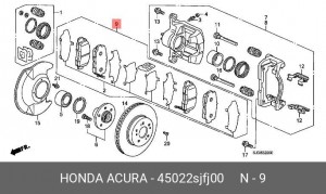 Колодки тормозные дисковые 45022SJFJ00 HONDA