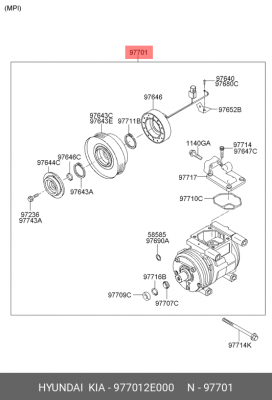 Компрессор, кондиционер 977012E000 HYUNDAI KIA