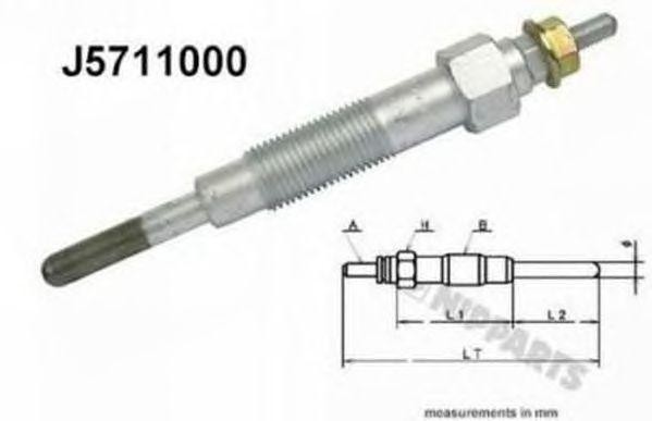 Свеча накаливания J5711000 H B JAKOPARTS NIPPARTS