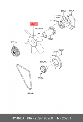Вентилятор охлаждения радиатора ДВС 2526193200 HYUNDAI KIA